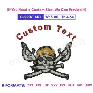 Pirate Skull with Swords Design for Embroidery Machines