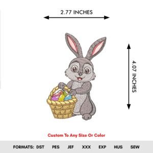 Easter Bunny Egg Basket Machine Embroidery Pattern