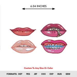 Sexy Lips Machine Embroidery Mouth Pattern