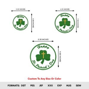 St Patrick Clover Leaf Machine Embroidery Pattern, 3 Sizes