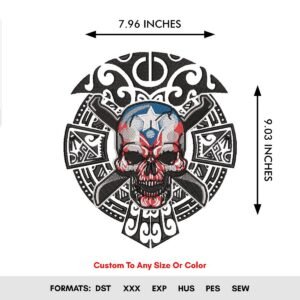 Compadre Taino Skull Machine Embroidery Pattern