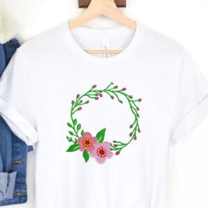 Floral Wreath Embroidery Designs & Frame Instant Download