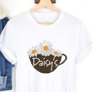 Kitchen Cup Embroidery Pattern - Daisy Coffee