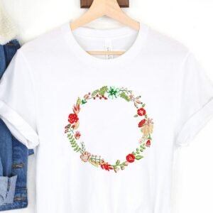 Christmas Wreath Machine Embroidery Pattern Floral Frame