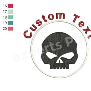 Halloween Embroidery Pattern With Skull Monogram