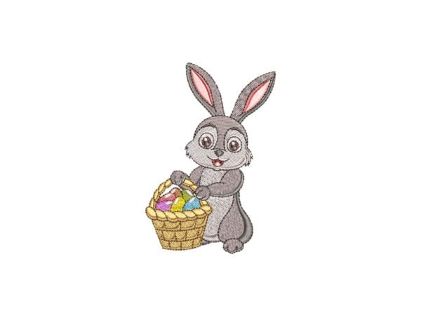Easter Bunny Egg Basket Machine Embroidery Pattern