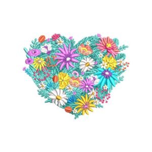 Floral Spring Embroidery Pattern, Flower Heart