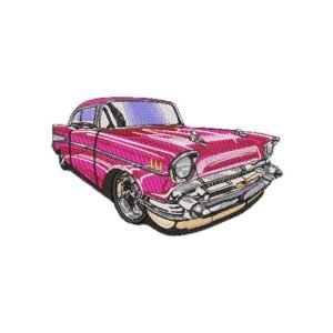 Pink Classic Car Machine Embroidery Pattern