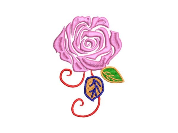Pink Rose Machine Embroidery Pattern Design
