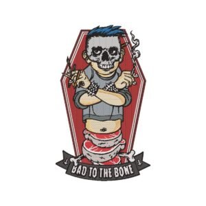 Skull Bad to Bone Machine Embroidery Design