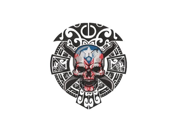 Compadre Taino Skull Machine Embroidery Pattern