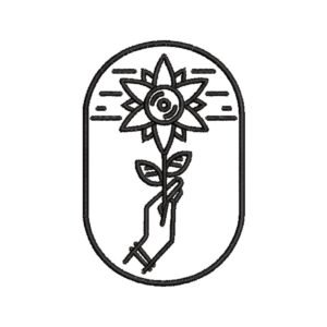 Black Flower With Hand Machine Embroidery Pattern