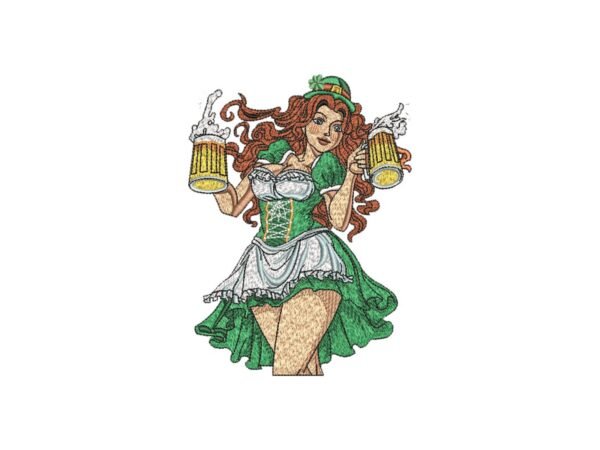 St Patrick's Day Beer Lady Embroidery Pattern