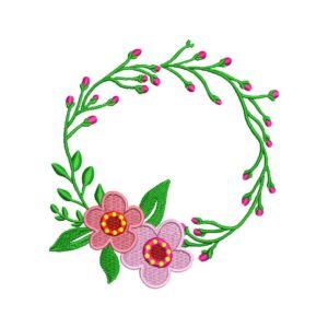 Floral Wreath Embroidery Designs & Frame Instant Download