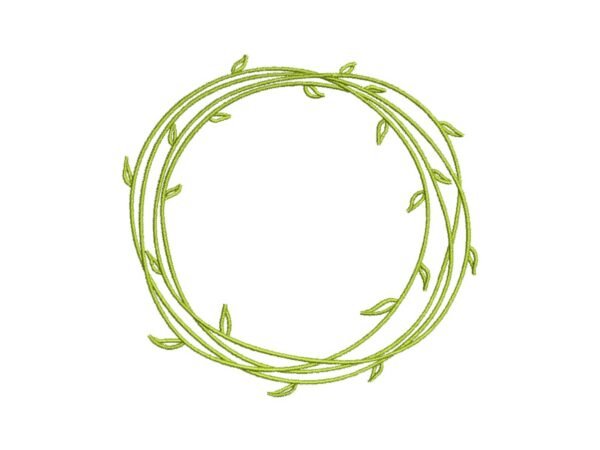 Laurel Wreath Frame Embroidered Green Vine Leaf Wreath