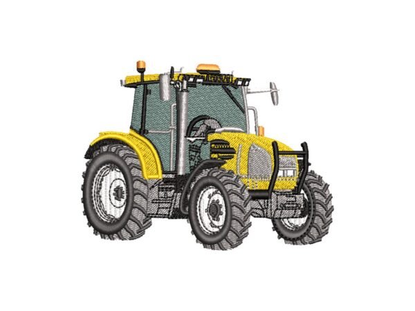 Yellow Farm Tractor Machine Embroidery Design