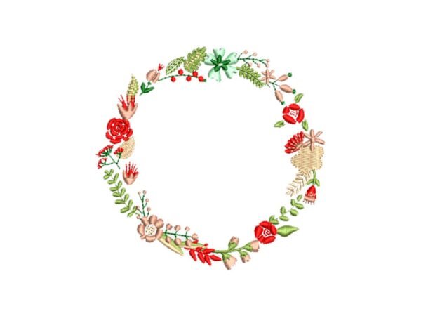 Christmas Wreath Machine Embroidery Pattern Floral Frame