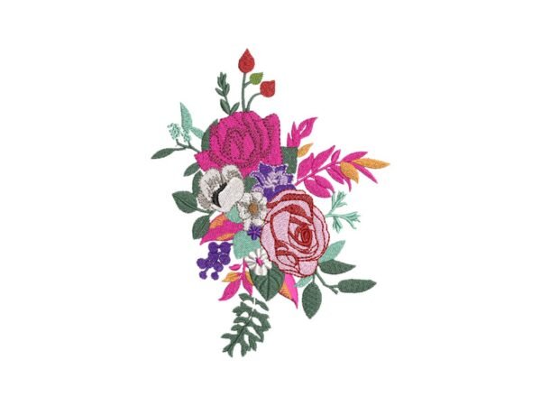 Flowers Bouquet Machine Embroidery Pattern
