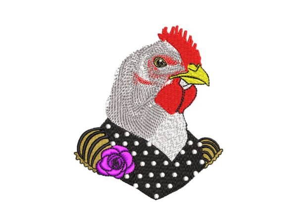 Rooster Machine Embroidery Pattern For Kitchen Hens