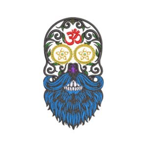 Bearded Skull Machine Embroidery Design - Mexican Skull