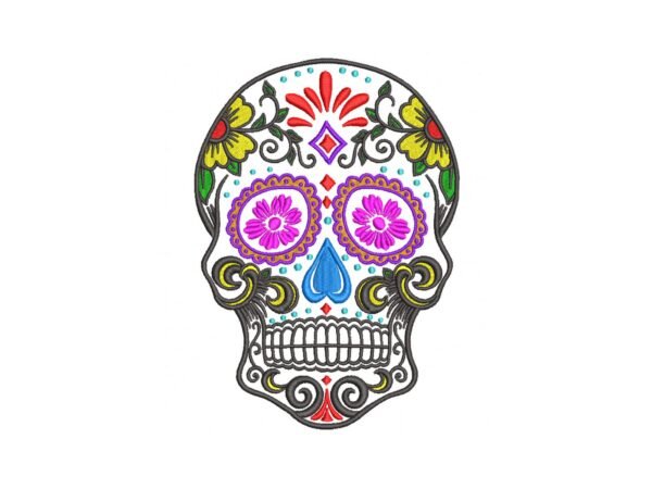 Mexican Embroidery Design - Day Of The Dead Skull Embroidery Pattern