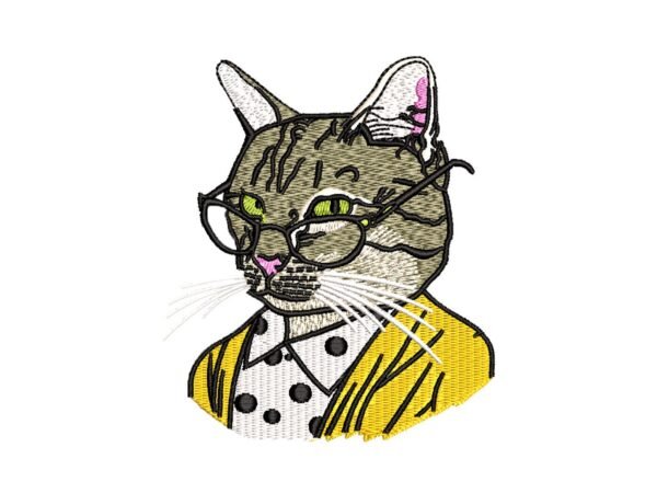 Cute Animal Tabby Cat Embroidery Pattern