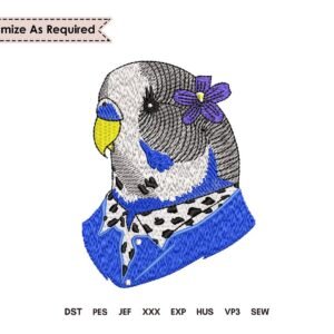 Cute Budgie Pattern Embroidery Design