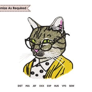Cute Animal Tabby Cat Embroidery Pattern