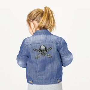 Embroidered Baseball Skull Design, Sports Embroidery Pattern