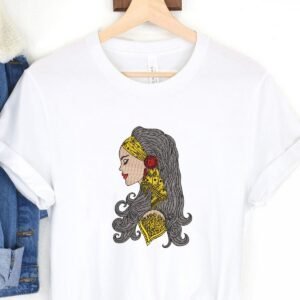 Tribal Lady With Long Curly Hair Embroidery Pattern