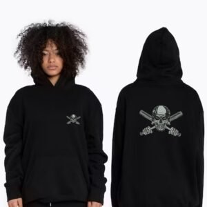 Embroidered Baseball Skull Design, Sports Embroidery Pattern