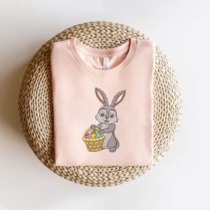 Easter Bunny Egg Basket Machine Embroidery Pattern